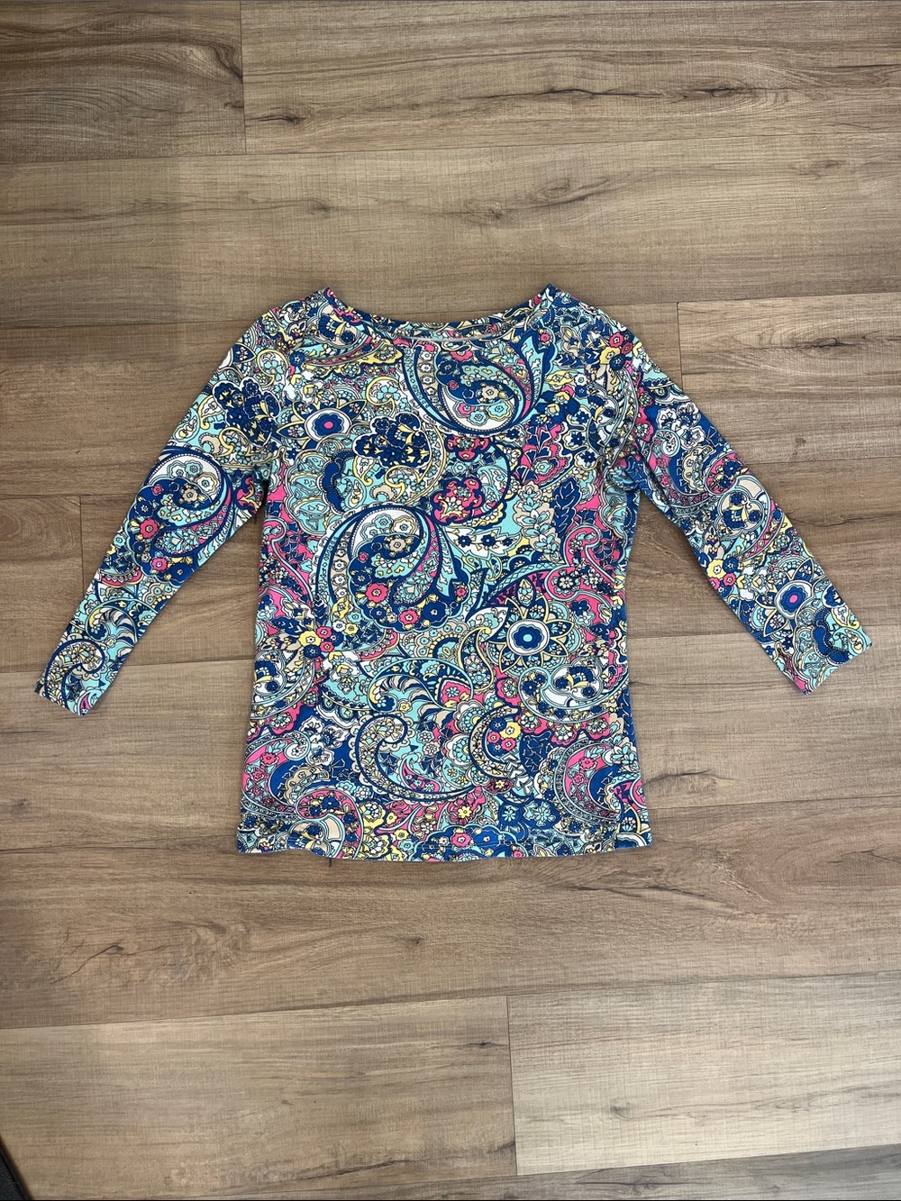 Talbots 3/4 Sleeve Paisley Floral Print Shirt Size P